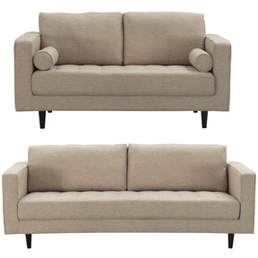 Manhattan Comfort Arthur 2-Piece Tan-Brown Tweed 3-Seat Sofa and 2-Seat LoveseatManhattan Comfort-Sofa Sets- - 1