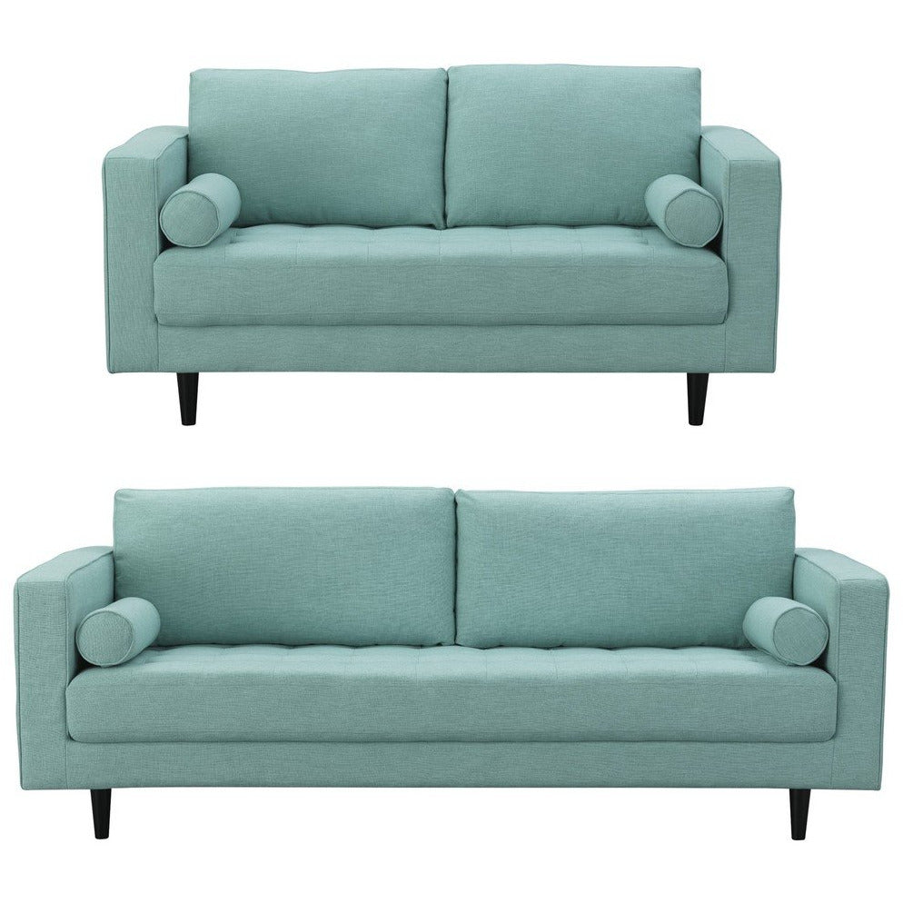 Manhattan Comfort Arthur 2-Piece Mint Green-Blue Tweed 3-Seat Sofa and 2-Seat LoveseatManhattan Comfort-Sofa Sets- - 1