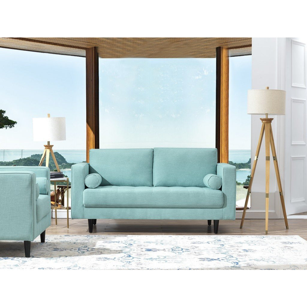 Manhattan Comfort Arthur 2-Piece Mint Green-Blue Tweed 3-Seat Sofa and 2-Seat Loveseat