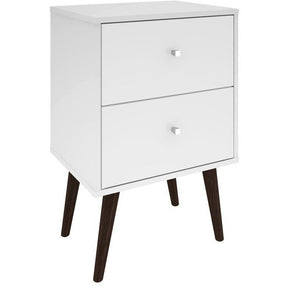 Manhattan Comfort Liberty Mid Century - Modern Nightstand 2.0 with 2 Full Extension Drawers in White with Solid Wood LegsManhattan Comfort-Nightstand- - 1