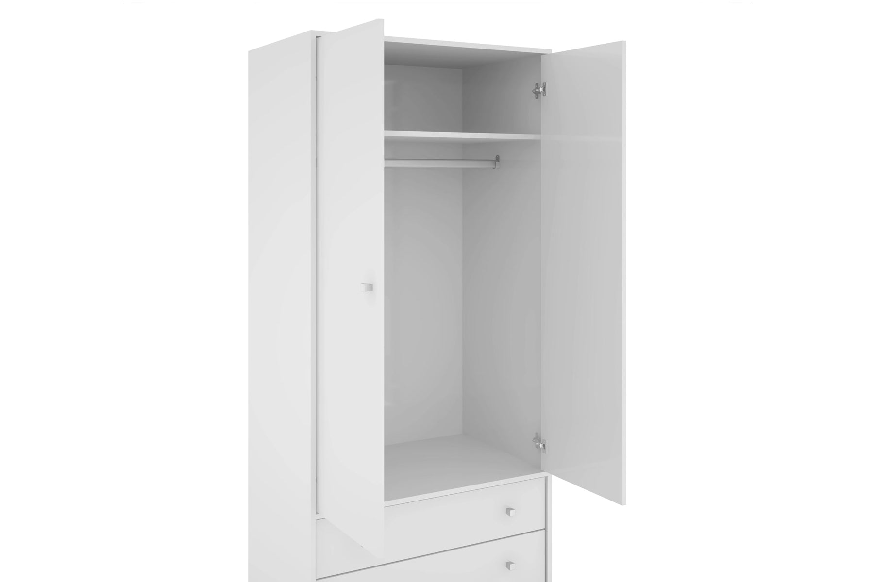 Manhattan Comfort Liberty 31.89" Mid Century - Modern Armoire with 2 Drawers, 1 Shelf, and Hanging Rod in White-Minimal & Modern