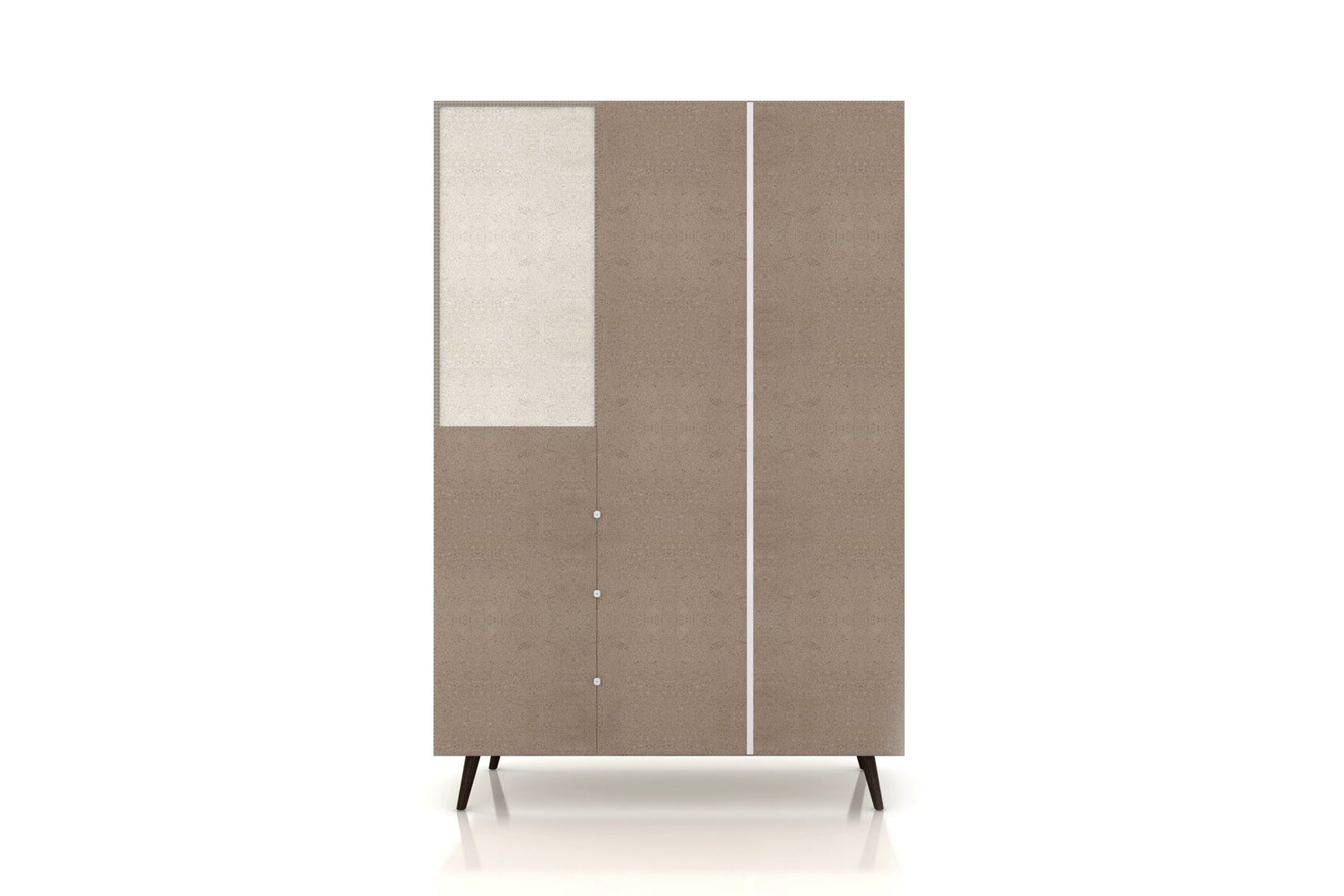 Manhattan Comfort Liberty 47.83" Mid Century - Modern Armoire with Mirror, 4 Shelves, 2 Draweres and Hanging Rod in Rustic Brown-Minimal & Modern
