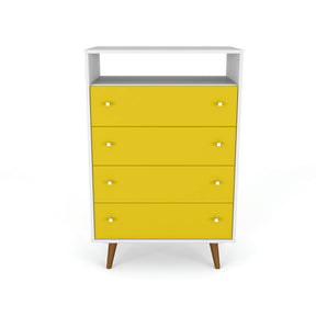 Manhattan Comfort  Liberty 4-Drawer Dresser Chest in White and YellowManhattan Comfort-Dresser- - 1