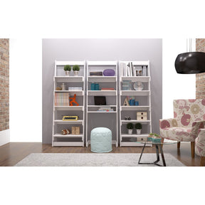 Accentuations by Manhattan Comfort Brilliant Carpina Ladder Shelf with 5- Floating Shelves in White