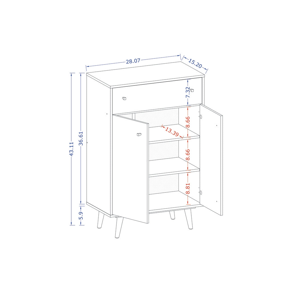 Manhattan Comfort  Liberty 1-Drawer 28.07" Storage Cabinet  in White