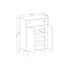 Manhattan Comfort  Liberty 1-Drawer 28.07" Storage Cabinet  in White and Aqua Blue