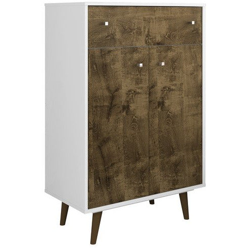 Manhattan Comfort  Liberty 1-Drawer 28.07" Storage Cabinet  in White and Rustic BrownManhattan Comfort-Dresser- - 1