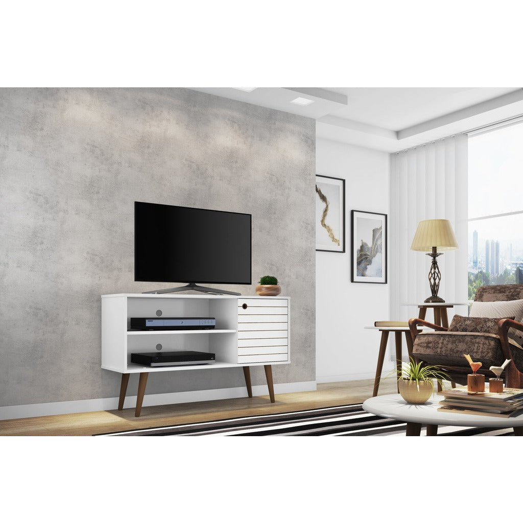 Manhattan Comfort  Liberty 42.52" Mid Century - Modern TV Stand  with 2 Shelves and 1 Door  in White