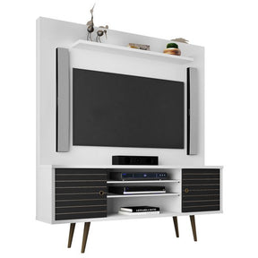 Manhattan Comfort  Liberty 63" Freestanding Entertainment Center with Overhead shelf  in White and Black