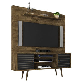 Manhattan Comfort  Liberty 63" Freestanding Entertainment Center with Overhead shelf  in Rustic Brown and Black