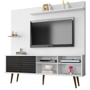 Manhattan Comfort  Liberty 70.87" Freestanding Entertainment Center with Overhead shelf  in White and Black