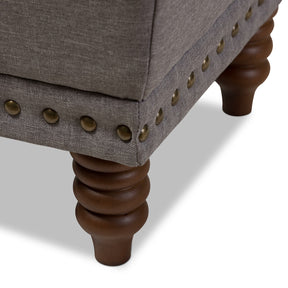 Baxton Studio Annabelle Modern and Contemporary Light Grey Fabric Upholstered Walnut Wood Finished Button-Tufted Storage Ottoman Baxton Studio-ottomans-Minimal And Modern - 7