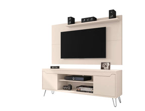 Manhattan Comfort Baxter 62.99 Mid-Century Modern TV Stand and Liberty Panel with Media and Display Shelves in Off WhiteManhattan Comfort-Entertainment Center- - 1
