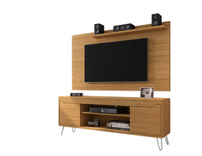 Manhattan Comfort Baxter 62.99 Mid-Century Modern TV Stand and Liberty Panel with Media and Display Shelves in CinnamonManhattan Comfort-Entertainment Center- - 1