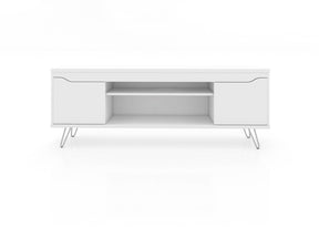 Manhattan Comfort Baxter 62.99 Mid-Century Modern TV Stand and Liberty Panel with Media and Display Shelves in White