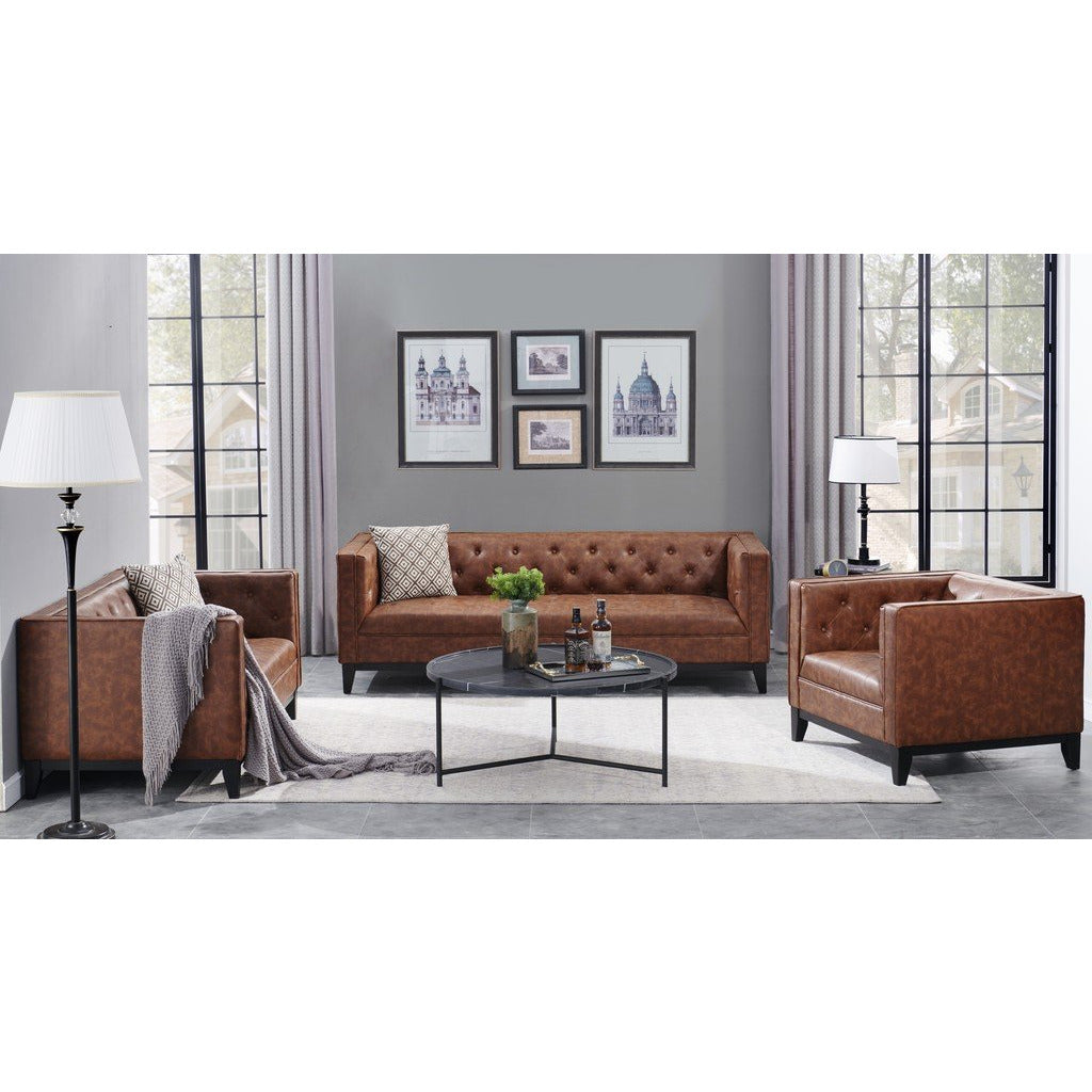 Manhattan Comfort Cadman 1-Seat Camal PU Leather Armchair