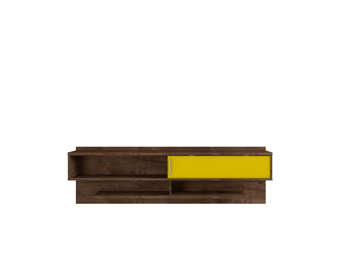 Manhattan Comfort Astor 70.86 Modern Floating Entertainment Center 1.0 with Media Shelves in Rustic Brown and Yellow