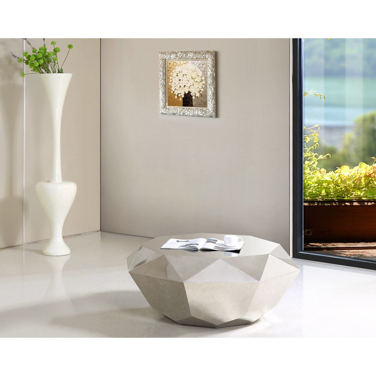 Meridian Furniture Gemma Silver Silver Coffee Table-Minimal & Modern