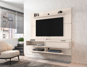 Manhattan Comfort Astor 70.86 Modern Floating Entertainment Center 2.0 with Media and Décor Shelves in Off White