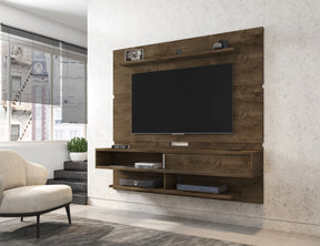 Manhattan Comfort Astor 70.86 Modern Floating Entertainment Center 2.0 with Media and Décor Shelves in Rustic Brown