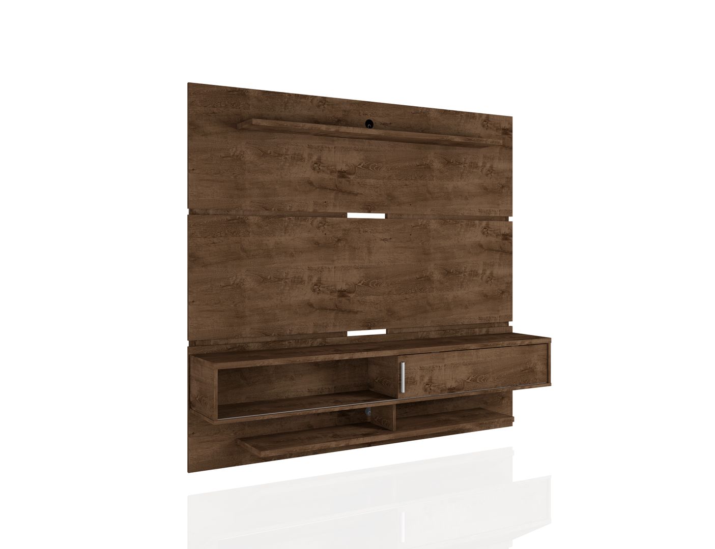 Manhattan Comfort Astor 70.86 Modern Floating Entertainment Center 2.0 with Media and Décor Shelves in Rustic Brown