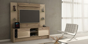 Manhattan Comfort Morning Side Freestanding Theater Entertainment Center in Nature and Nude