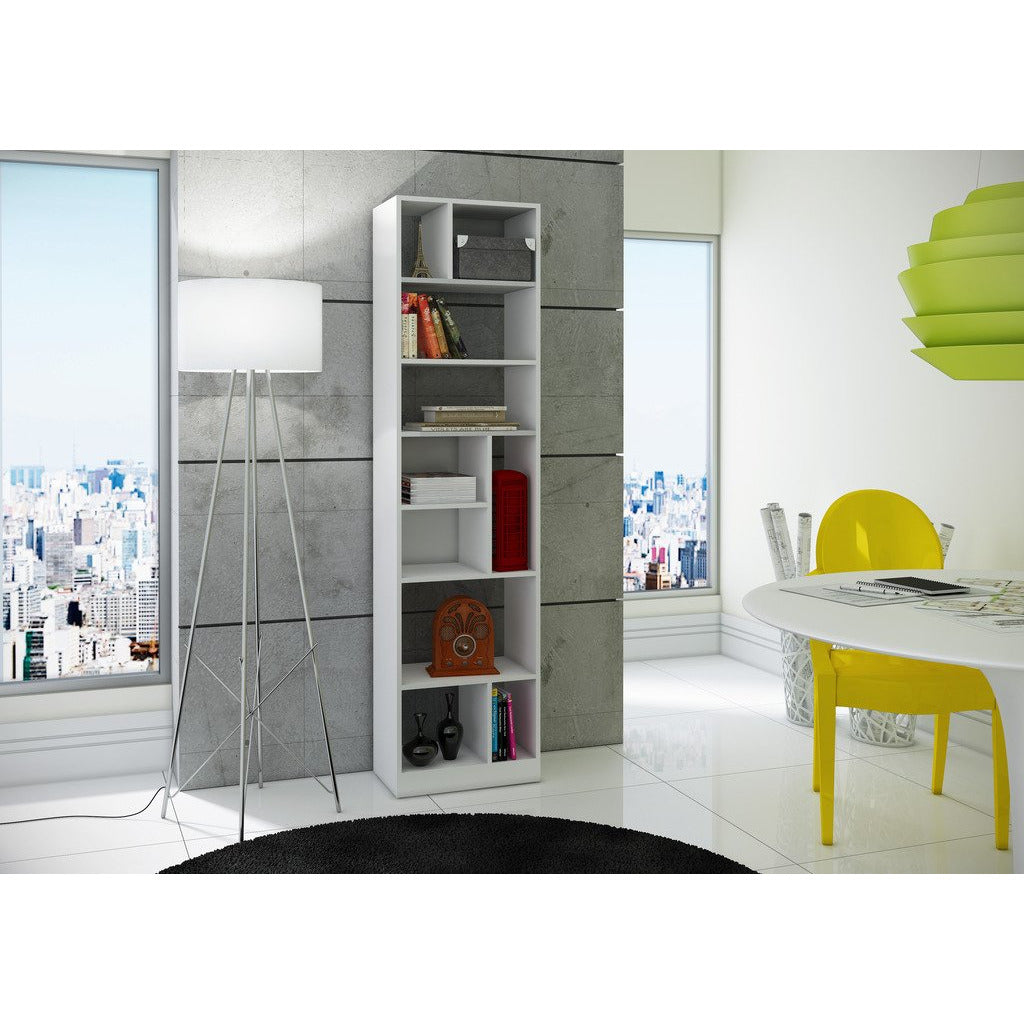 Accentuations by Manhattan Comfort Durable Valenca Bookcase 4.0 with 10- Shelves in White
