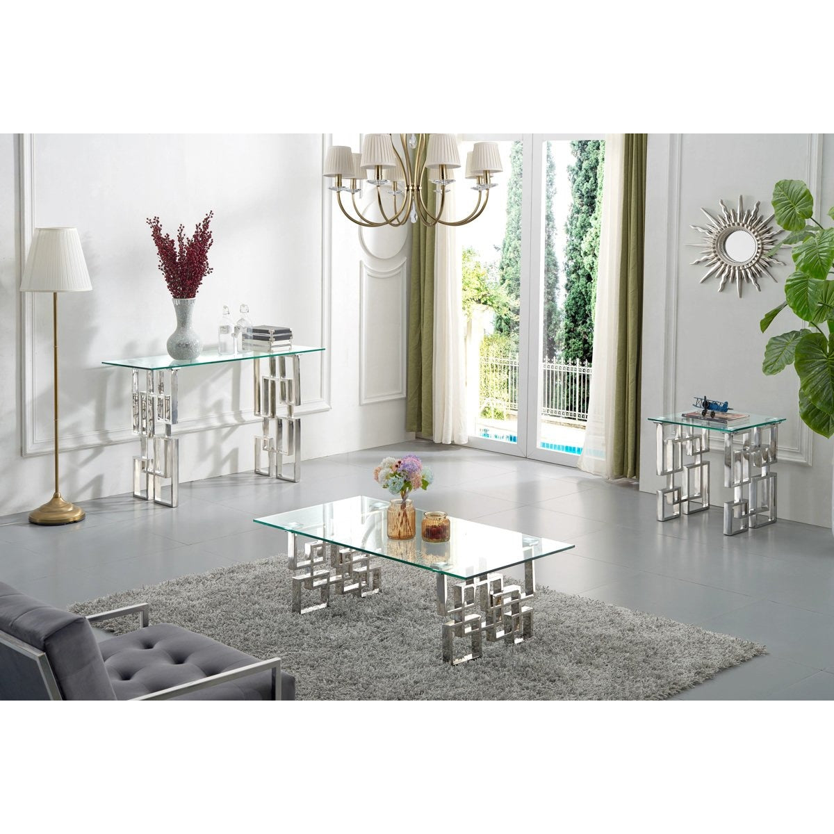 Meridian Furniture Alexis Chrome Coffee table-Minimal & Modern