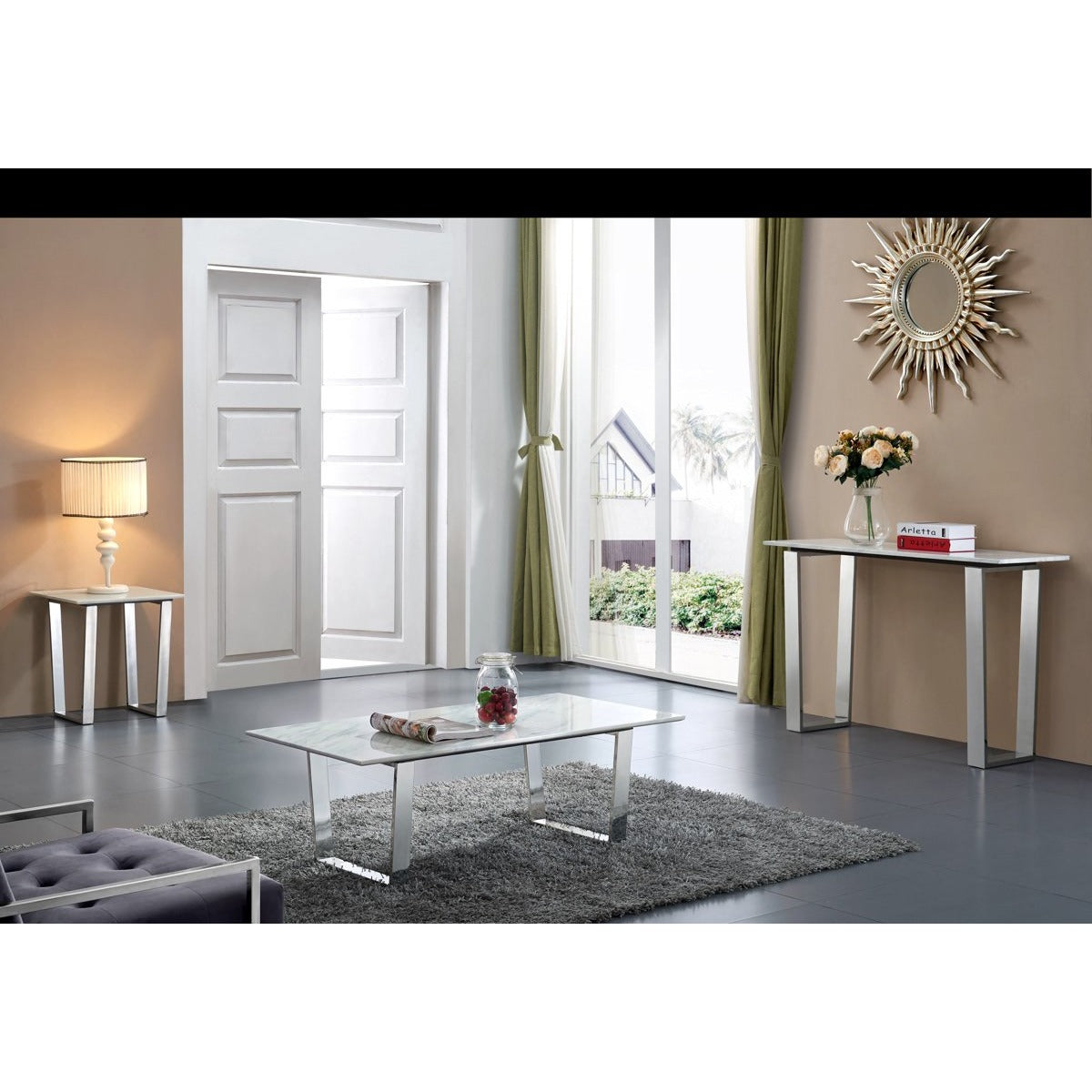Meridian Furniture Carlton Chrome End Table-Minimal & Modern