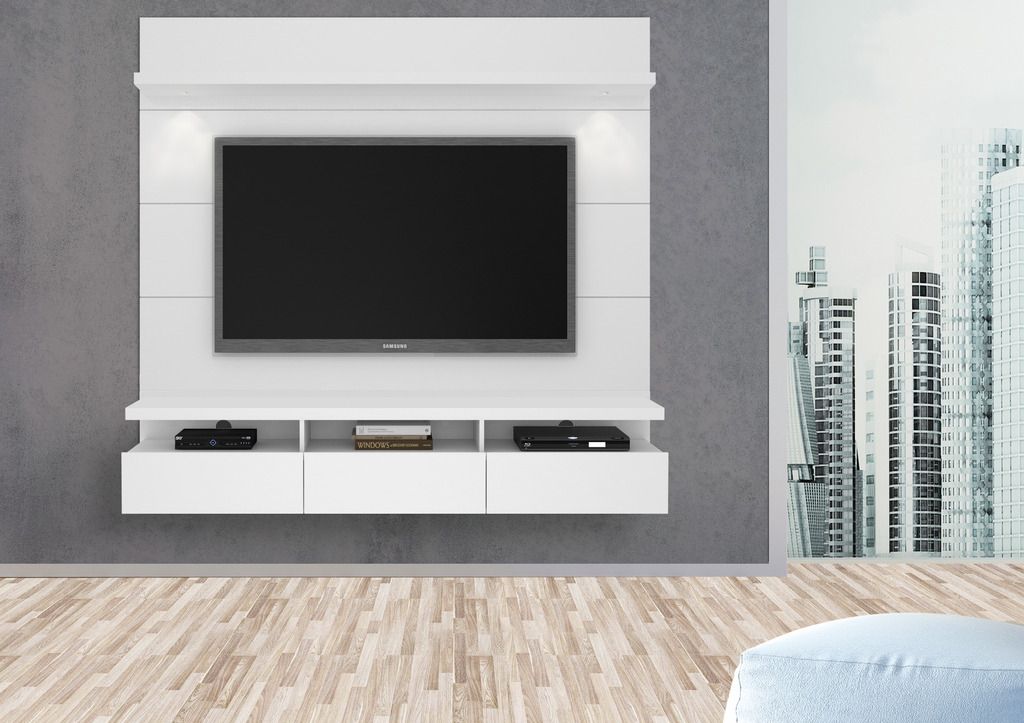 Manhattan Comfort Cabrini 1.8 Floating Wall Theater Entertainment Center in White Gloss