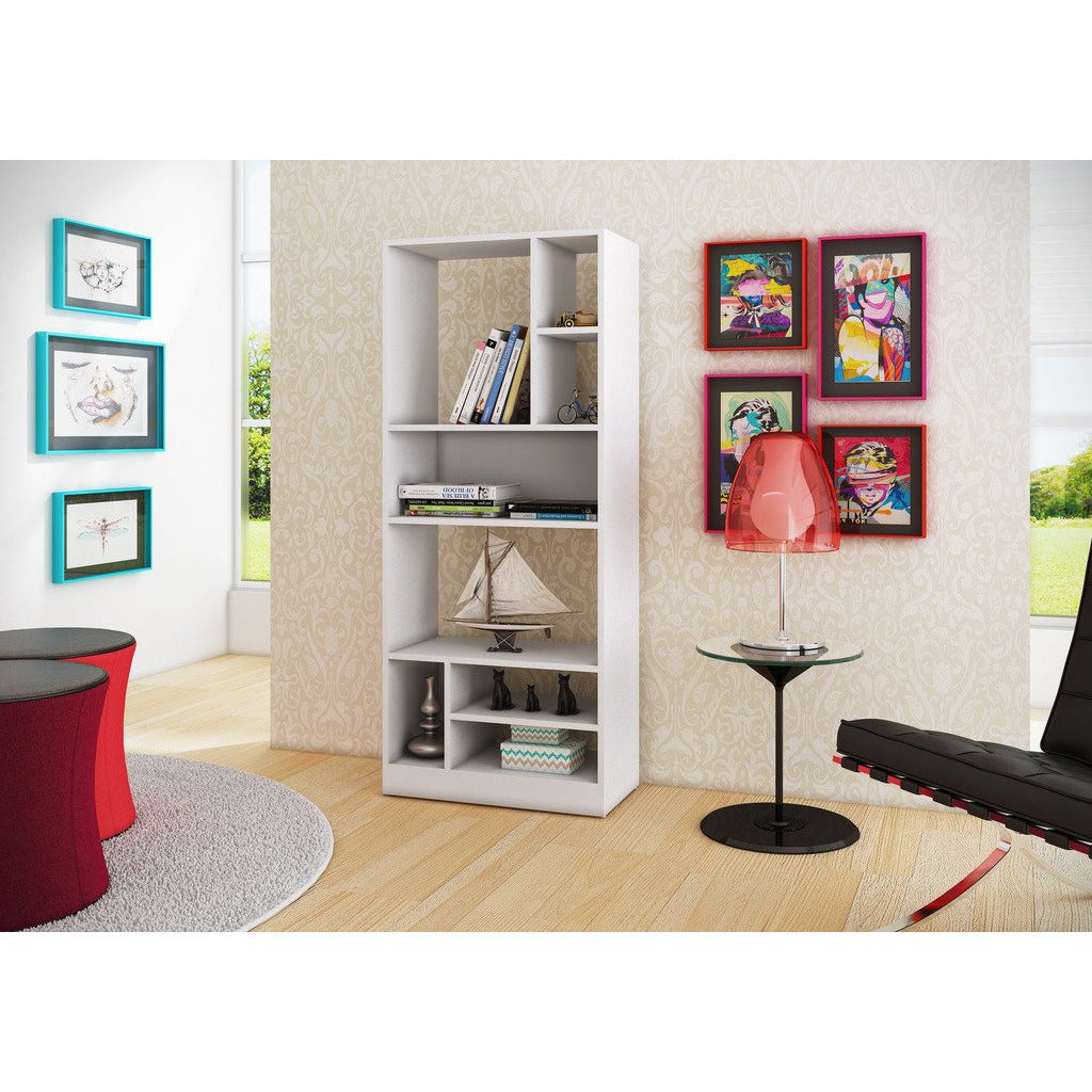 Accentuations by Manhattan Comfort Durable Valenca Bookcase 3.0 with 8- Shelves in White