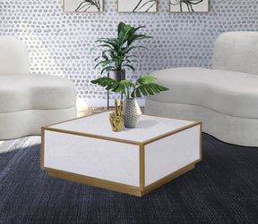 Meridian Furniture Glitz White Faux Marble Coffee Table
