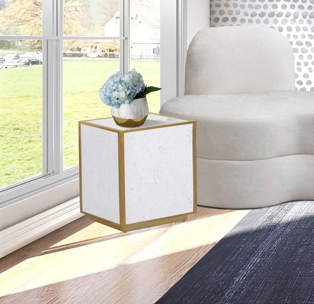 Meridian Furniture Glitz White Faux Marble End Table