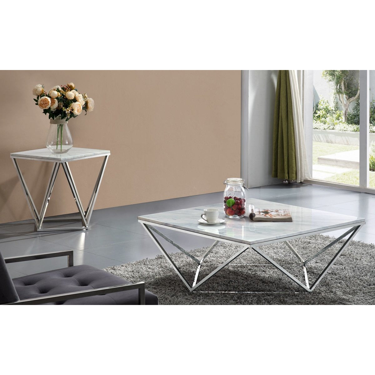 Meridian Furniture Skyler Chrome End Table-Minimal & Modern