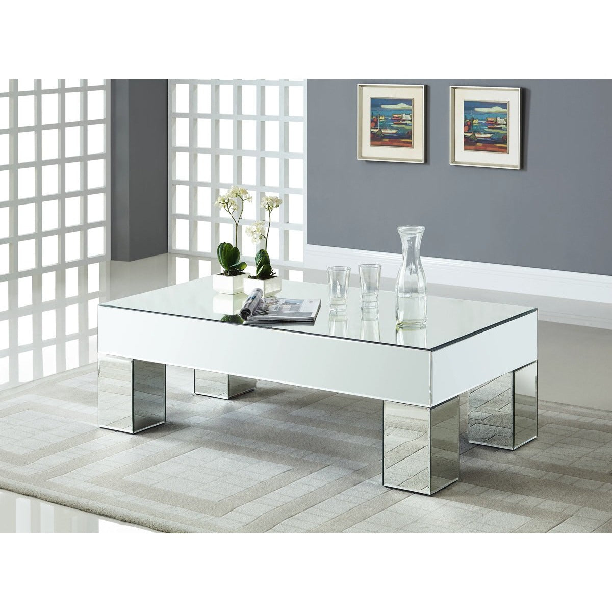 Meridian Furniture Lainy Mirrored Coffee Table-Minimal & Modern
