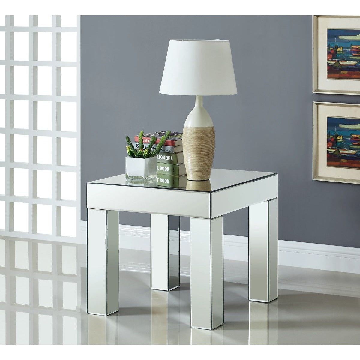 Meridian Furniture Lainy Mirrored End Table-Minimal & Modern
