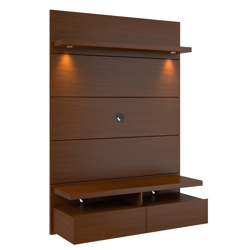 Manhattan Comfort Cabrini 1.2 Floating Wall Theater Entertainment Center in Nut Brown