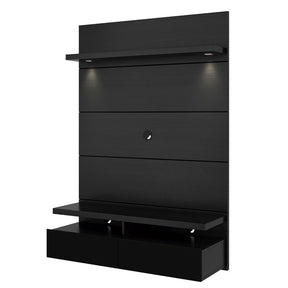 Manhattan Comfort Cabrini 1.2 Floating Wall Theater Entertainment Center in Black Gloss and Black Matte