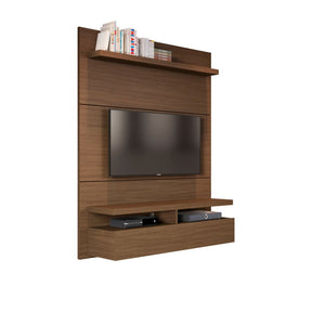 Manhattan Comfort City 1.2 Floating Wall Theater Entertainment Center in Nut Brown