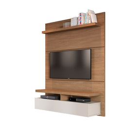 Manhattan Comfort City 1.2 Floating Wall Theater Entertainment Center in Maple Cream and Off White