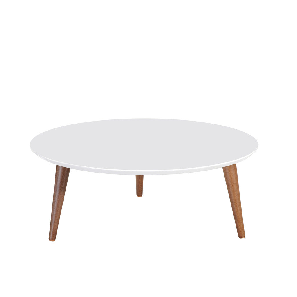 Manhattan Comfort  Moore 23.62" Round Low Coffee Table in  White Manhattan Comfort-End Tables- - 1