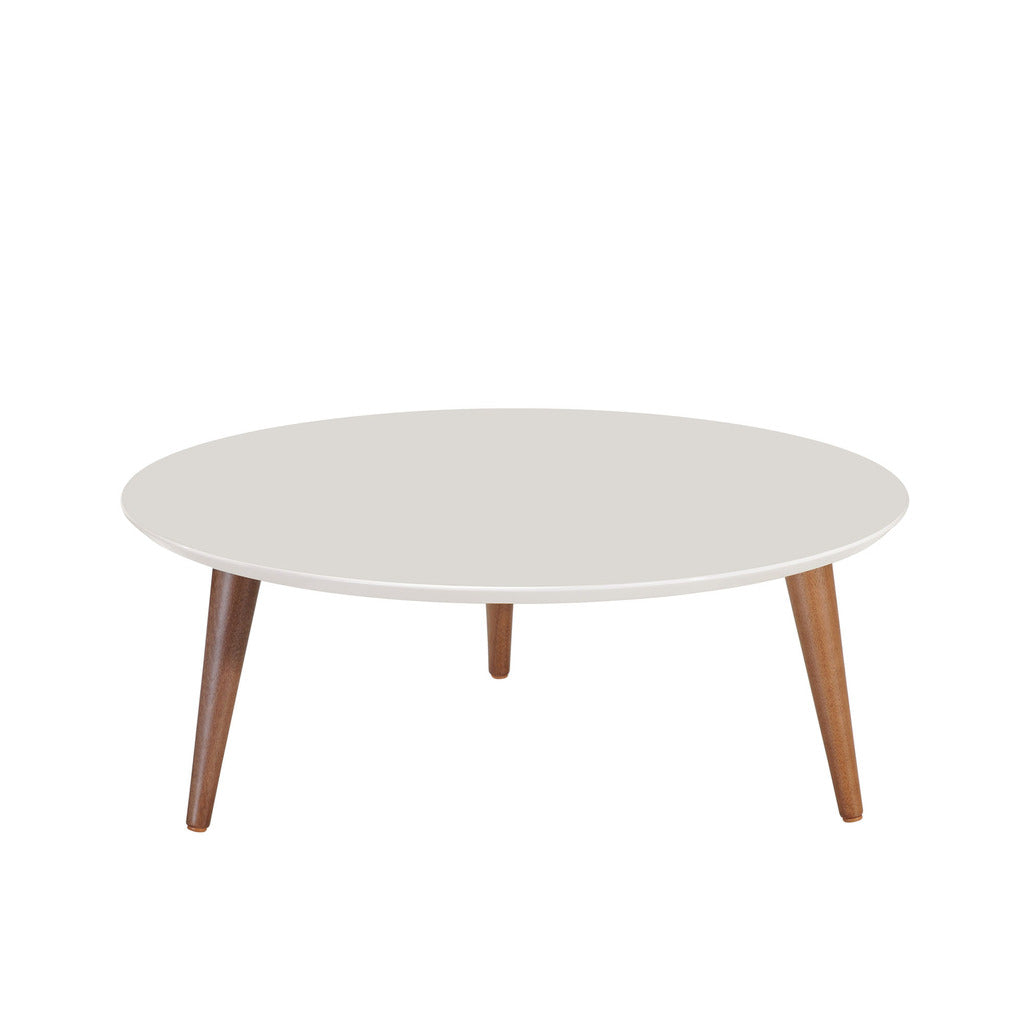 Manhattan Comfort  Moore 23.62" Round Low Coffee Table in  Off White Manhattan Comfort-End Tables- - 1