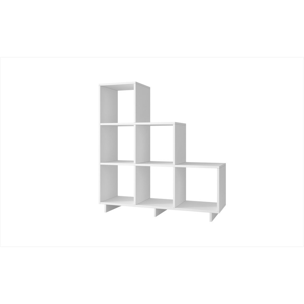 Accentuations by Manhattan Comfort Sophisticated Cascavel Stair Cubby with 6 Cube Shelves in White Manhattan Comfort-Bookcases - - 1