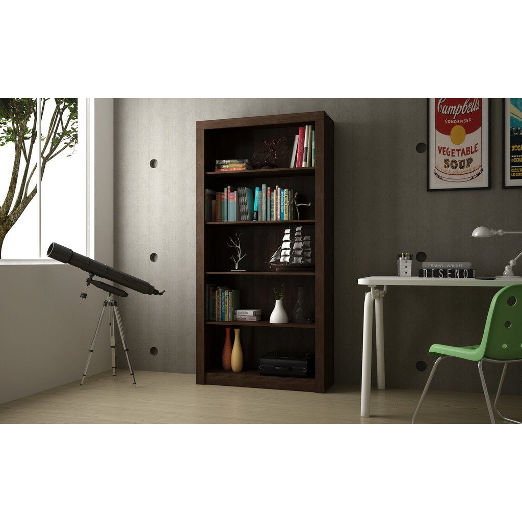 Accentuations by Manhattan Comfort Classic Olinda Bookcase 1.0 with 5-Shelves in Tobacco