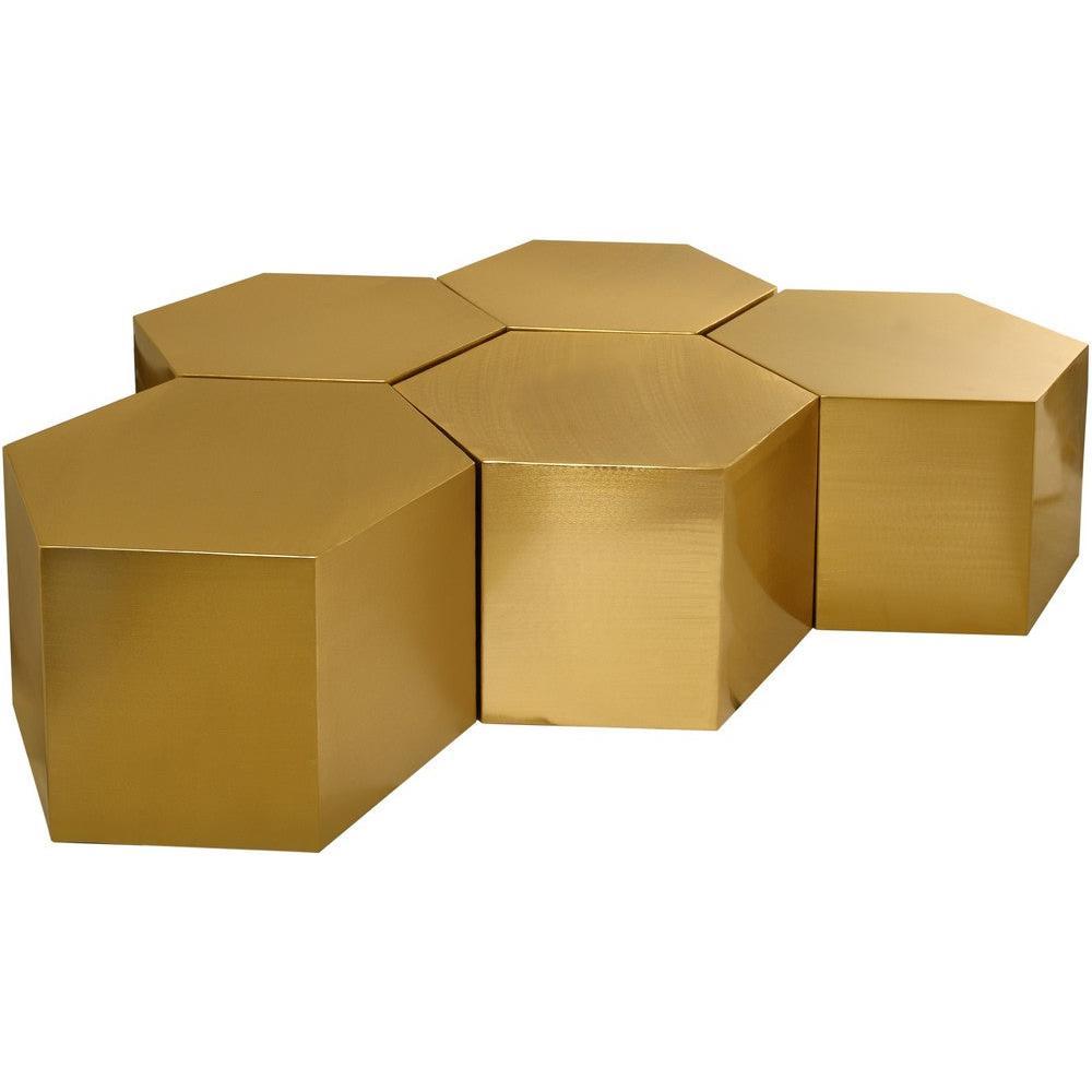Meridian Furniture Hexagon Brushed Gold Coffee TableMeridian Furniture - Coffee Table - Minimal And Modern - 1