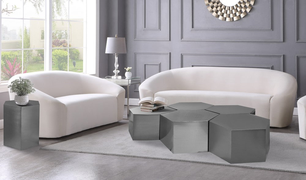 Meridian Furniture Hexagon Brushed Chrome Coffee Table