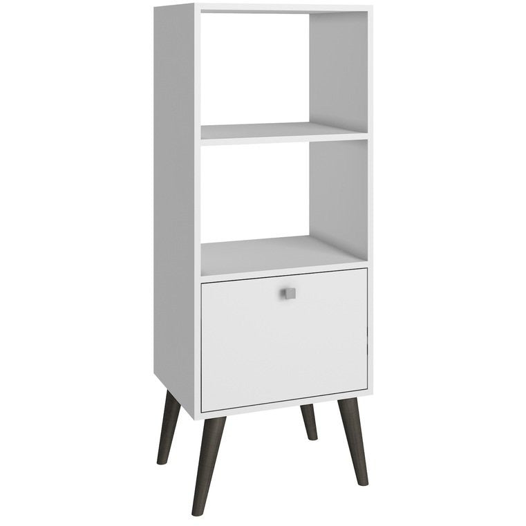 Accentuations by Manhattan Comfort Sophisticated Sami Double Bookcase with 2 Open Shelves and 1- Drawer in WhiteManhattan Comfort-Stands and Side Tables- - 1