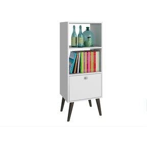 Accentuations by Manhattan Comfort Sophisticated Sami Double Bookcase with 2 Open Shelves and 1- Drawer in White