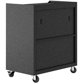 Manhattan Comfort Fortress Textured Metal 31.5" Garage Mobile Cabinet with 1 Full Extension Drawer and 2 Adjustable Shelves in Grey-Minimal & Modern