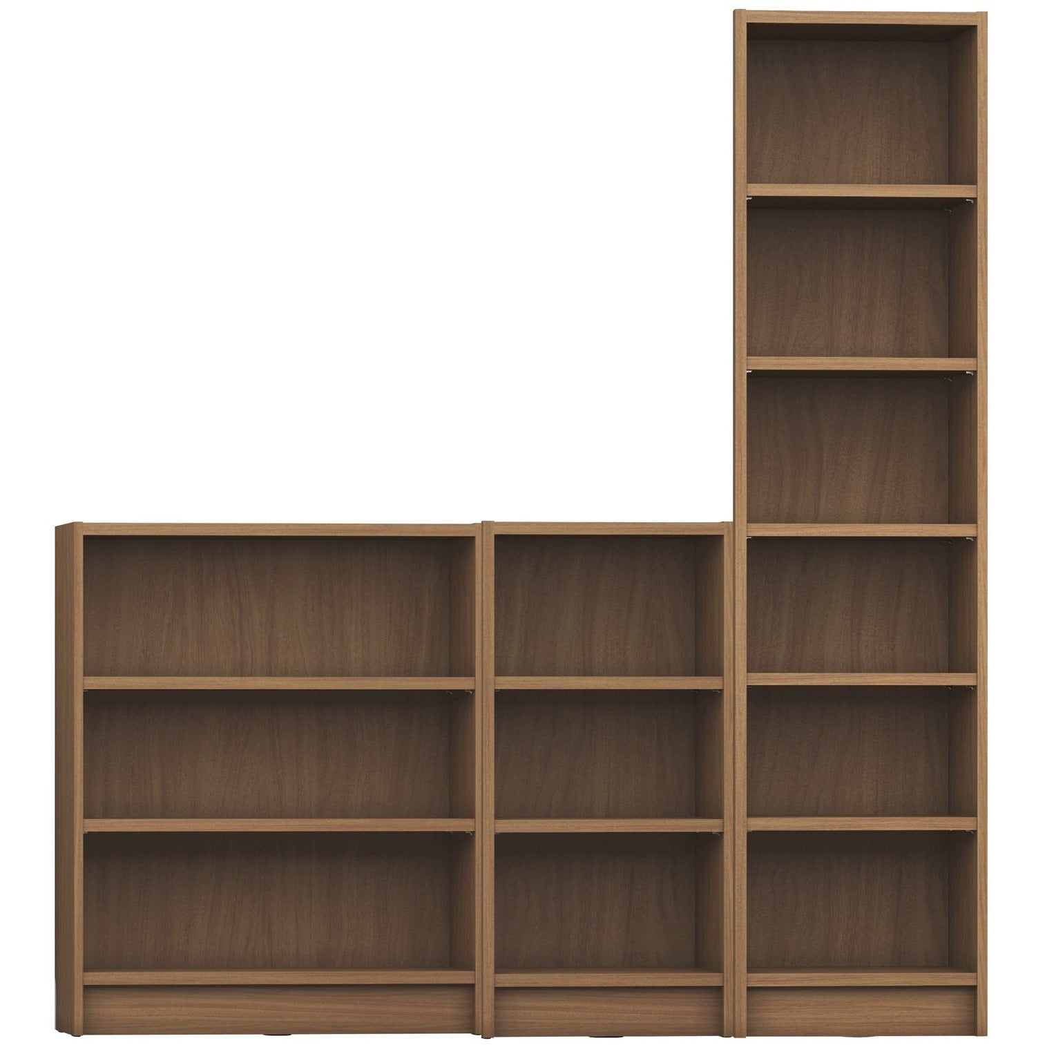 Manhattan Comfort Greenwich 3-Piece Bookcase 12 Wide and Narrow Shelves in Maple Cream-Minimal & Modern